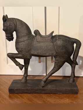 Large Decorative Horse Statue Sculpture Dark Wood Look 14” Rustic Farmhouse